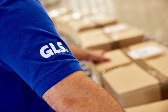 blue poloshirt with GLS logo