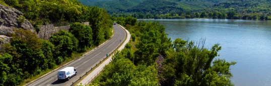 Truck on a road through nature