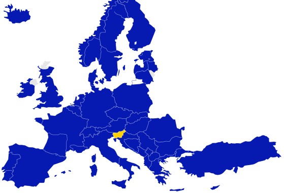 A map of Europe with countries where GLS is present marked in blue